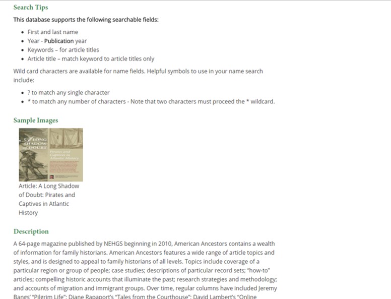 HOW DO I FIND A SPECIFIC DATABASE visual data 2