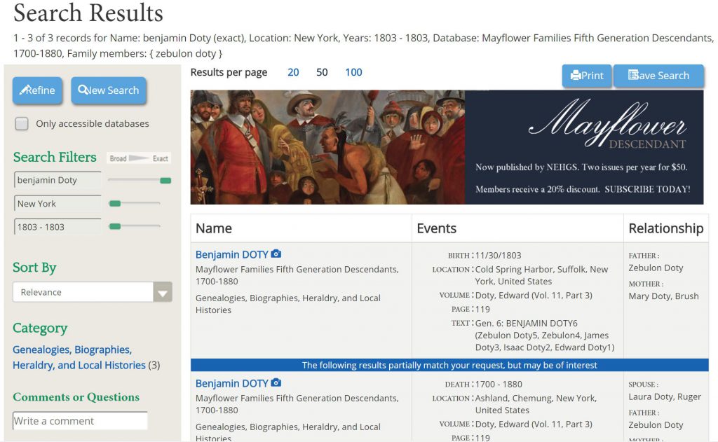 Sample of the new Search Results features