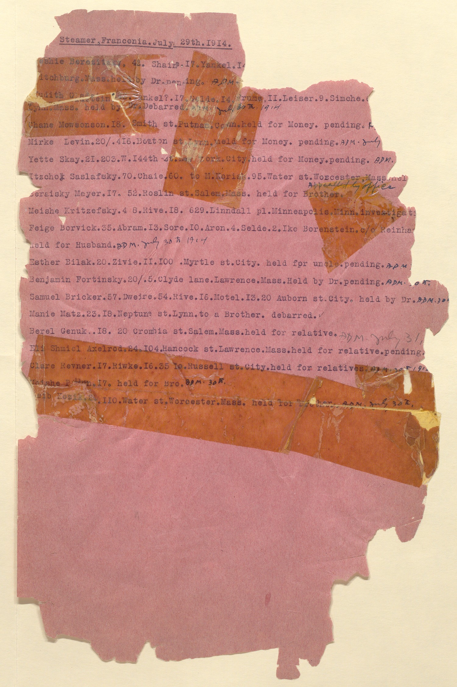 Boston, MA: Hebrew Immigrant Aid Society Immigration Records, 1904-1929 ...